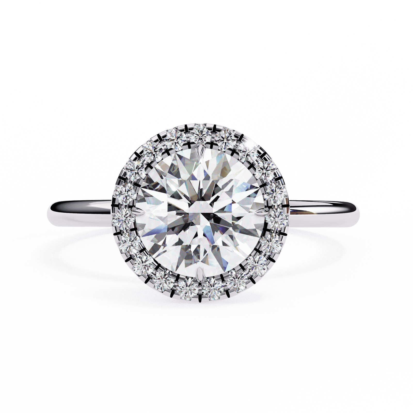 Round Brilliant-Cut Diamond Halo Engagement Ring